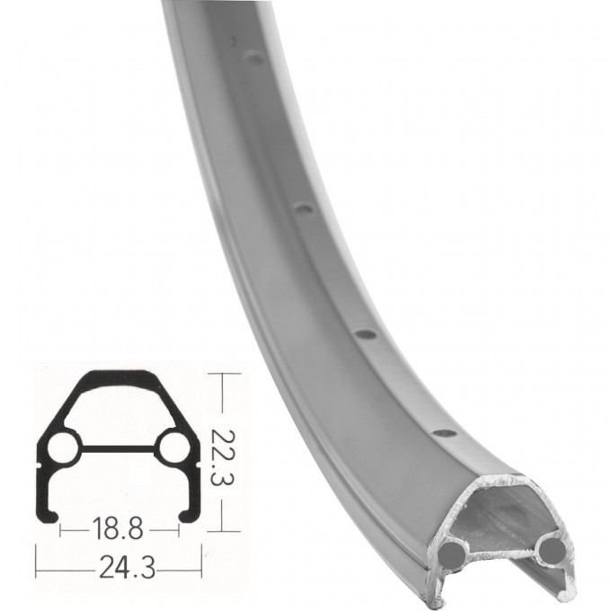 Обод 20" (ЖВМЗ) 36H, двойной с проточкой, серебристый 330082