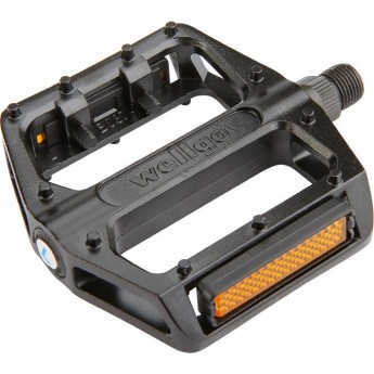 Педали B087 Wellgo ось 9/16" со светоотражателями, алюминиевые чёрные Педали B087 Wellgo ось 9/16" со светоотражателями, алюминиевые чёрные