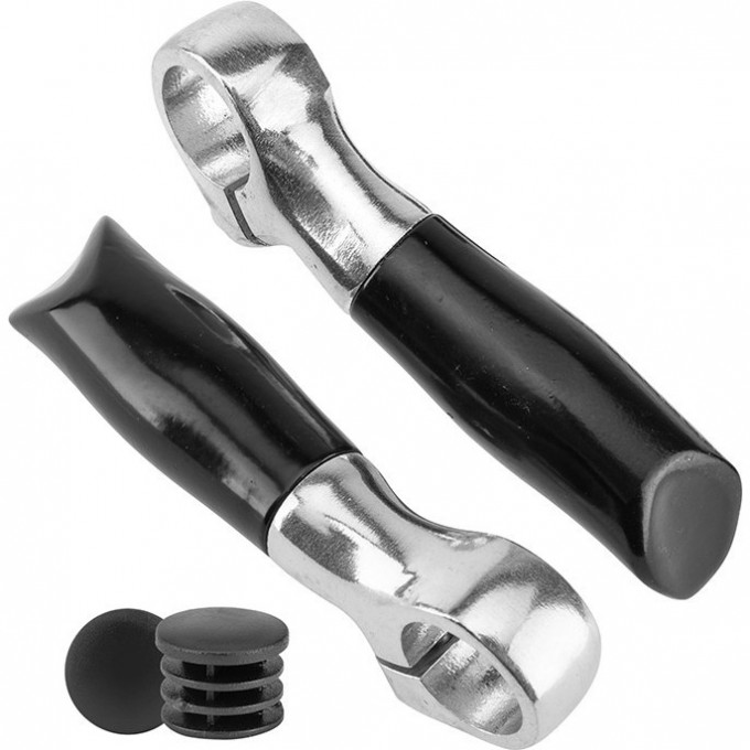 Рога на руль KWL-15, алюминиевые черно-серебристые 440039