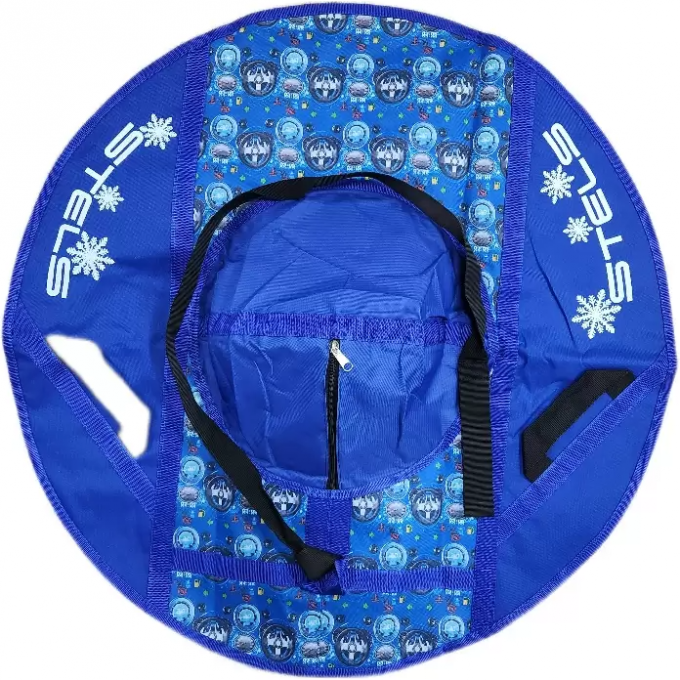 Санки надувные (тюбинг) STELS 90 см, ткань с рисунком без камеры СН030, синий/синий+ёжики 2007000071946